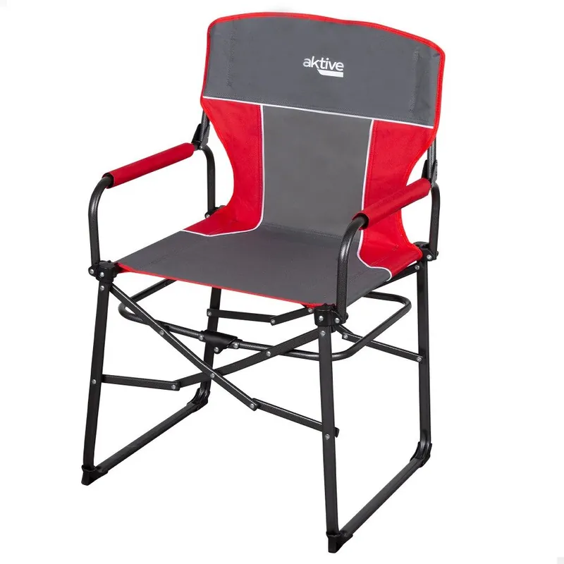 Aktive Silla plegable camping director antivuelco c/plegado compacto gris/rojo - Jardín