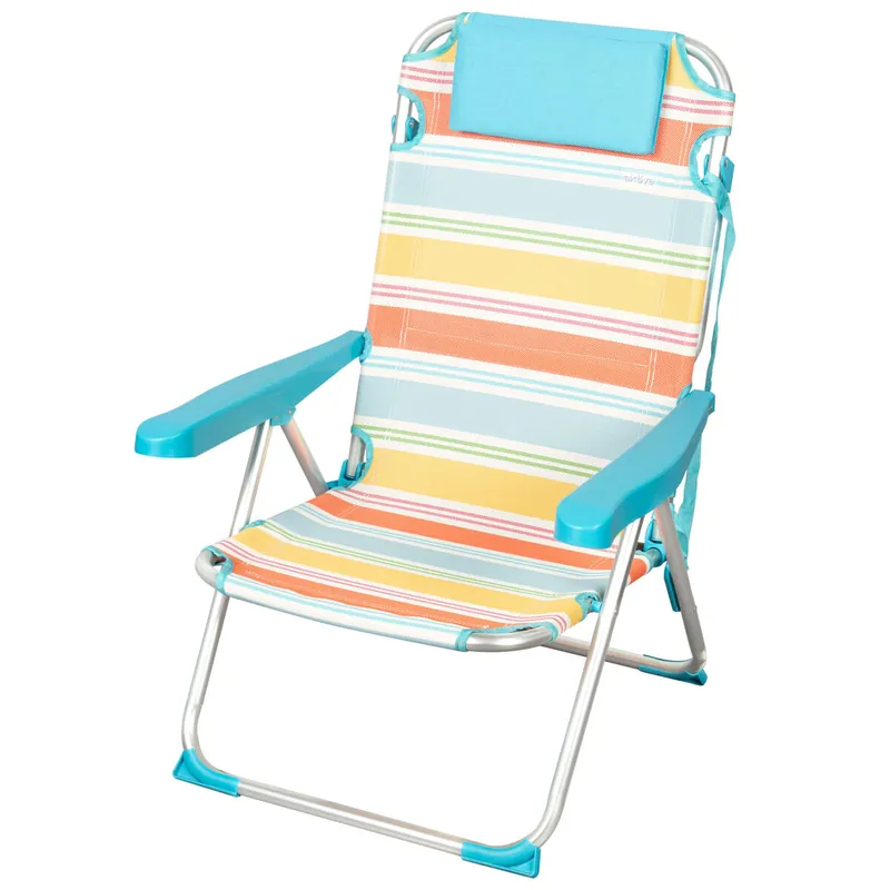 Aktive Silla plegable playa 5 posiciones 48x60x90 cm rayas multicolor con cojín - Jardín