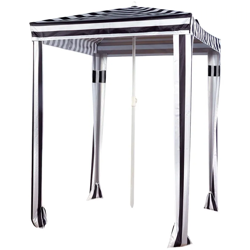 Aktive Sombrilla de playa convertible en carpa 145 cm rayas blanco y negro - Jardín