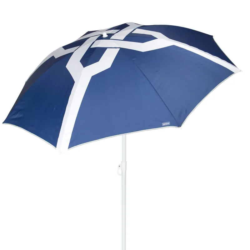 Aktive Sombrilla de playa 8 varillas 200 cm inclinable con estampado azul - Jardín
