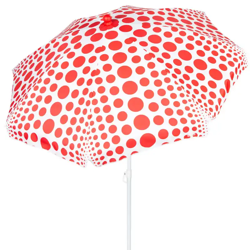 Aktive Sombrilla de playa 8 varillas 200 cm inclinable estampado lunares rojos - Jardín