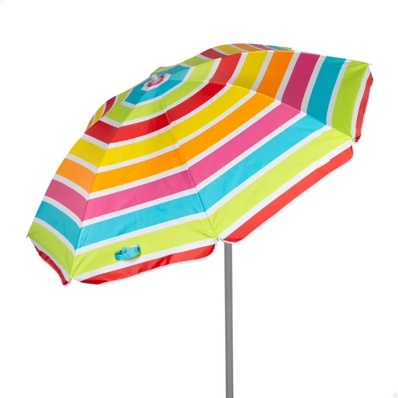 Aktive Sombrilla playa 8 varillas 160 cm rayas colores - Jardín