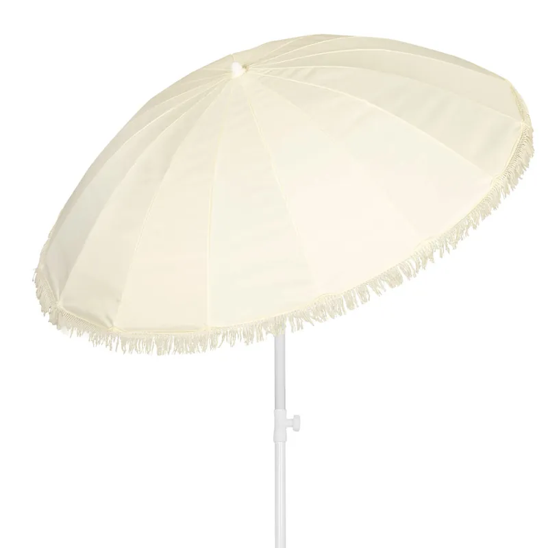Aktive Sombrilla playa 16 varillas 200 cm beige con flecos - Jardín