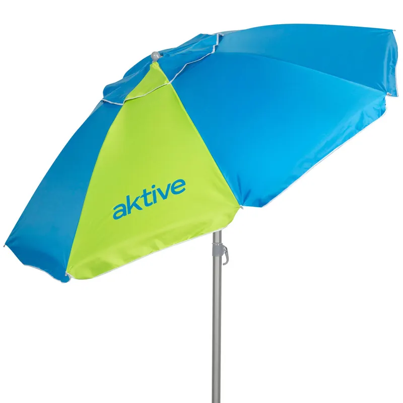 Aktive Sombrilla playa antiviento 8 varillas 220 cm azul y verde (envío aleatorio) - Jardín