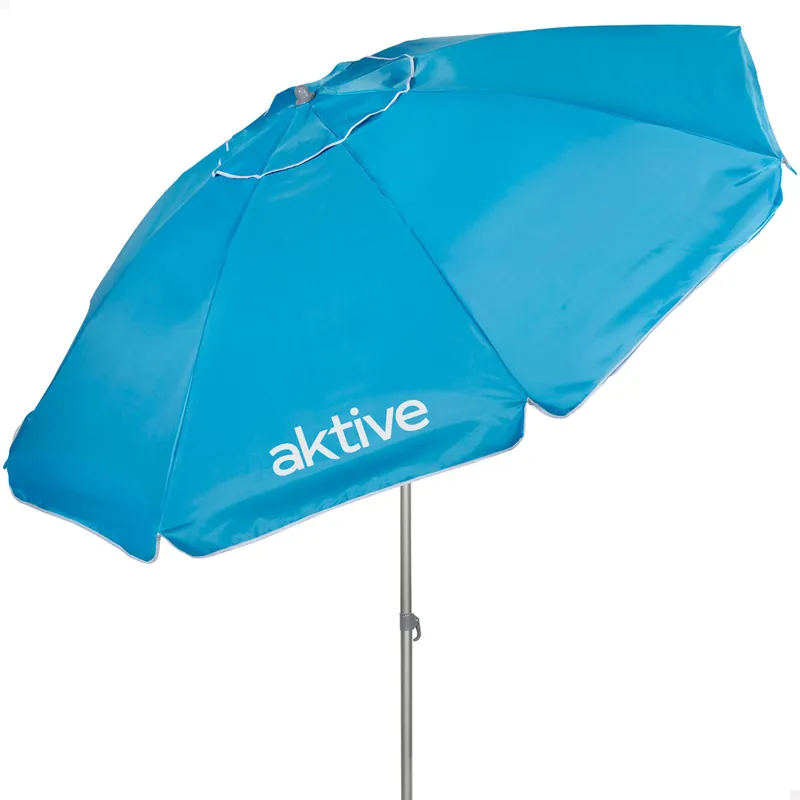 Aktive Sombrilla playa antiviento 8 varillas 240 cm azul - Jardín