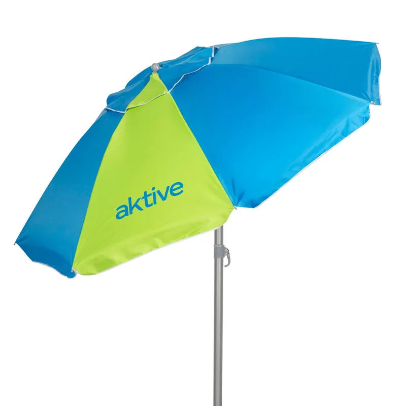 Aktive Sombrilla playa 200 cm azul y verde con funda (envío aleatorio) - Jardín