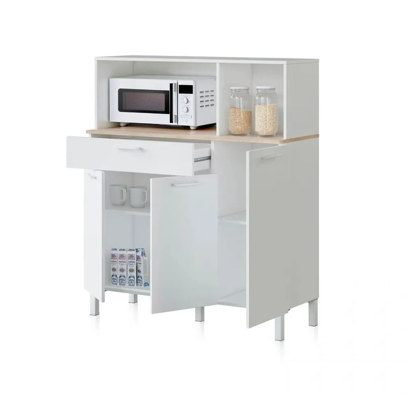 Alacena cocina Colin 3 Puertas Blanco Artik (Blanco Mate) - Roble Canadian 108 x 126 x 40 cm