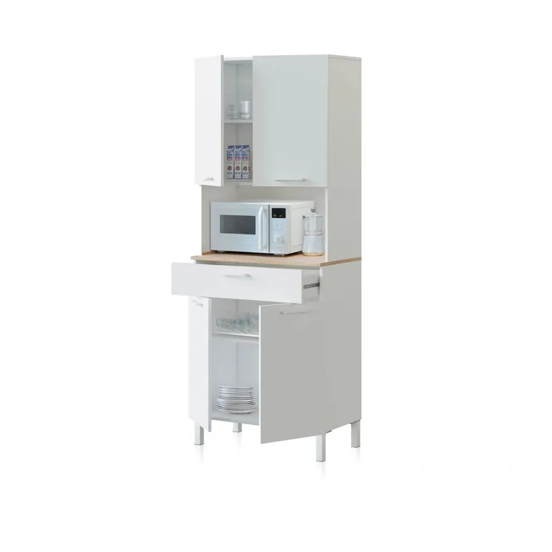 Alacena cocina Colin 4 Puertas Blanco Artik (Blanco Mate) - Roble Canadian 72 x 186 x 40 cm