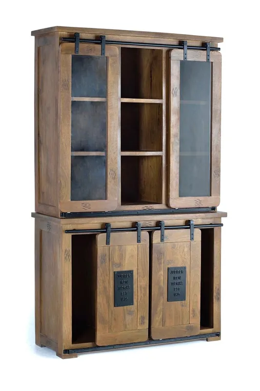 Alacena de madera de mango Marrón/negro de 200x47x120 cm - Giner y Colomer