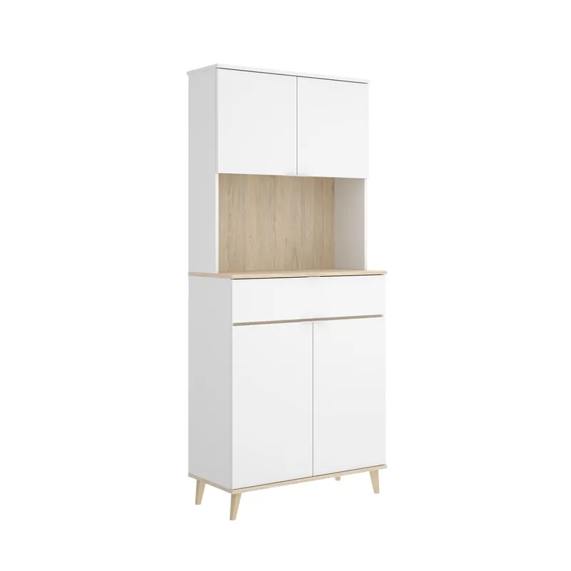 Alacena Wok 4 puertas con cajón blanco/natural 190,6x60x40 cm - Muebles