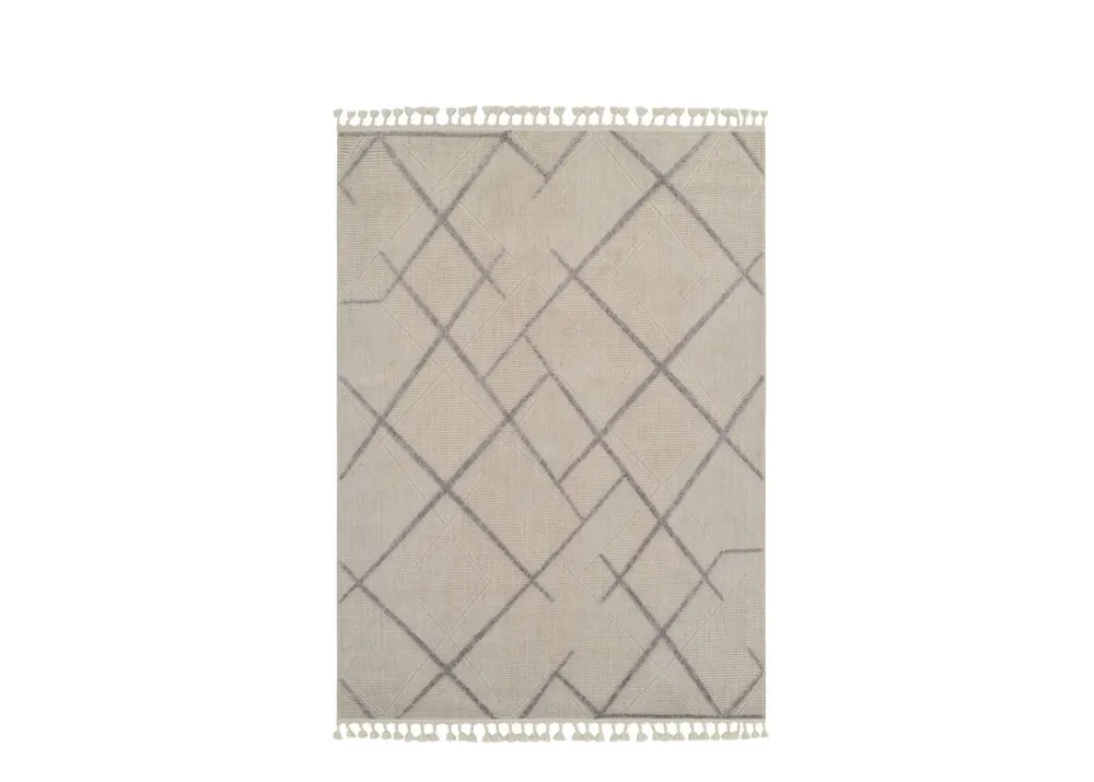Alfombra 150x220 cm, marfil/gris - Textil
