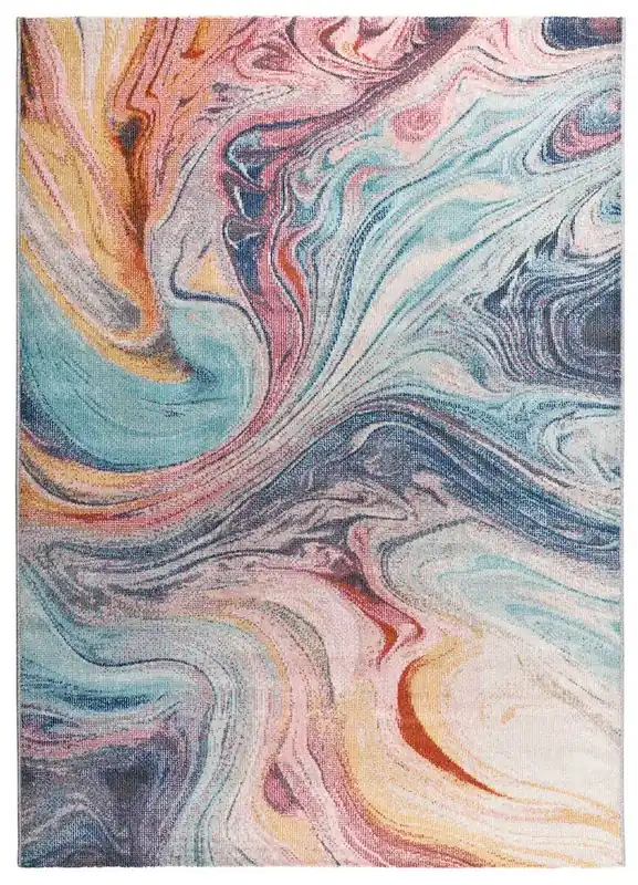 Alfombra abstracta de pelo corto multicolor SAMARA, 80x150 cm - ATTICGO