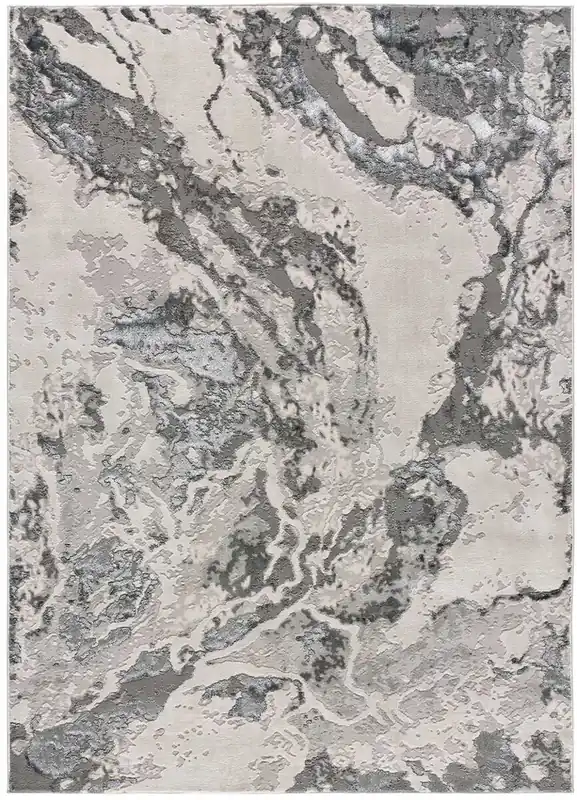 Alfombra abstracta efecto mármol con relieve en gris AGATA, 80x150 cm - ATTICGO