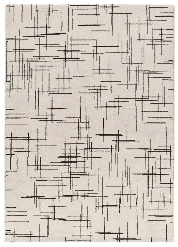 Alfombra abstracta en blanco y negro RETRO, 80x150 cm - ATTICGO