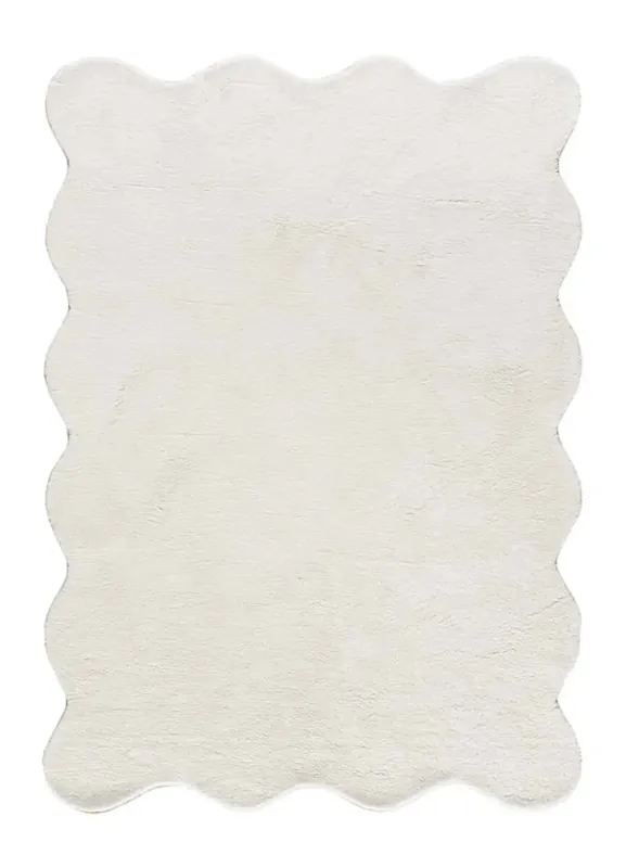 Alfombra borde ondulado liso blanco MELLOW, 160x230 cm - ATTICGO
