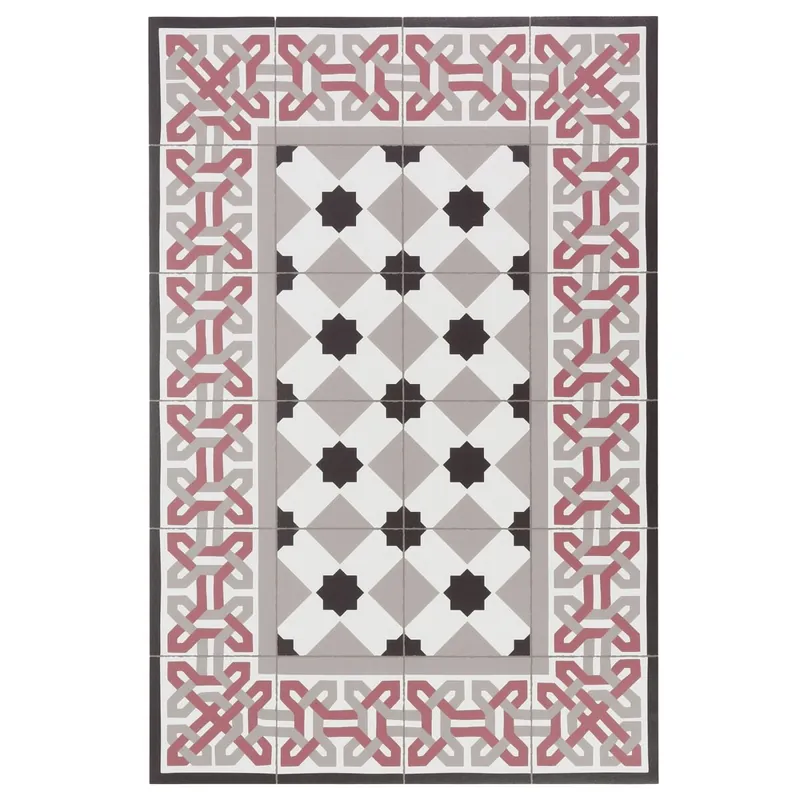 Alfombra vinilo baldosas hidráulicas modernistas Multicolor 120x120cm CAMELOT - Textil