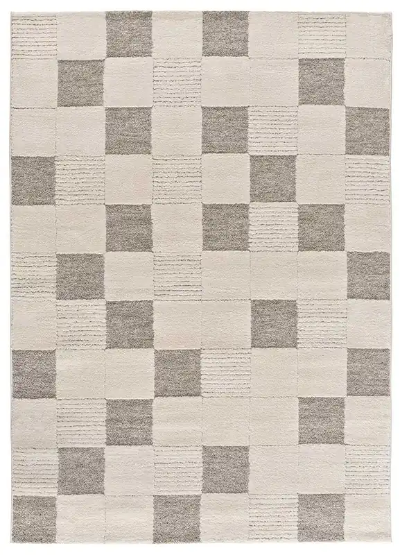 Alfombra diseño damero con relieve en crema VERONA, 160x230 cm - ATTICGO