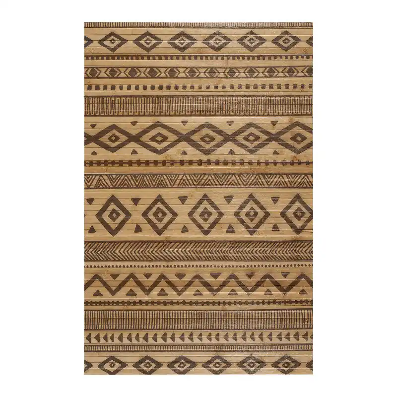 Alfombra de Bambú natural antideslizante Étnica Gris, 140 x 200 cm - Textil