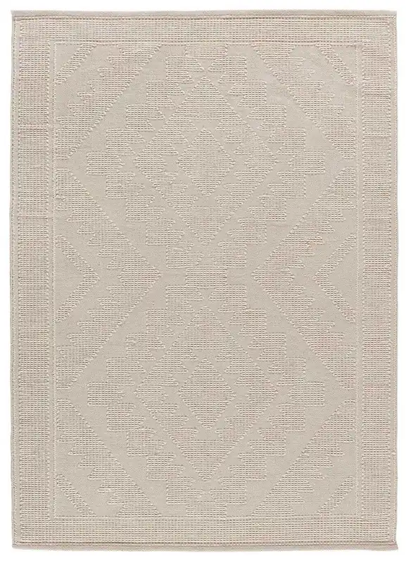 Alfombra de estilo étnico con relieve en crema PAMUK, 80x120 cm - ATTICGO