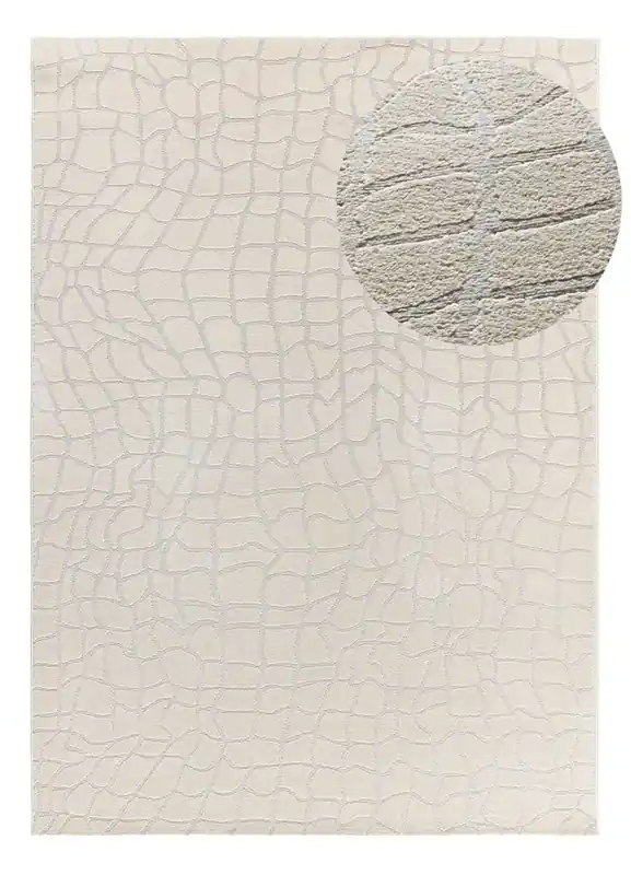 Alfombra de estilo moderno con relieve plata BARESA, 133x190 cm - ATTICGO
