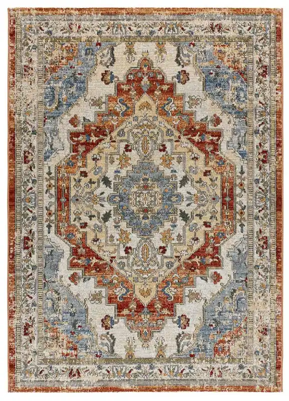 Alfombra de exterior/interior estilo vintage en azul LUNA , 160x230 cm - ATTICGO