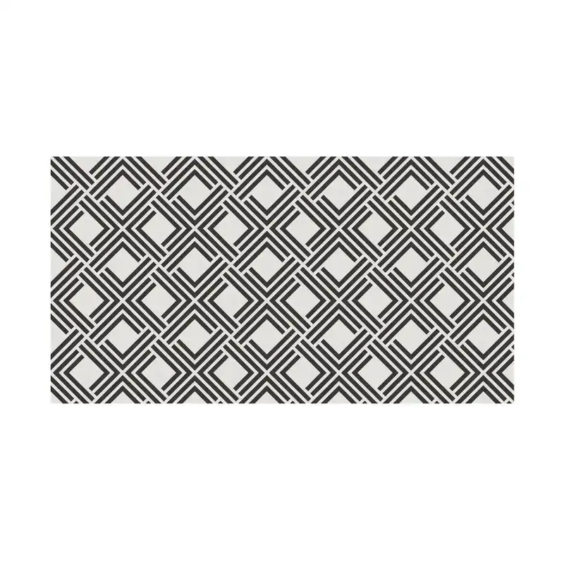 Alfombra De Vinilo Tejido Living Dec Geom En Color Negro 80 X 150 Cm - Textil