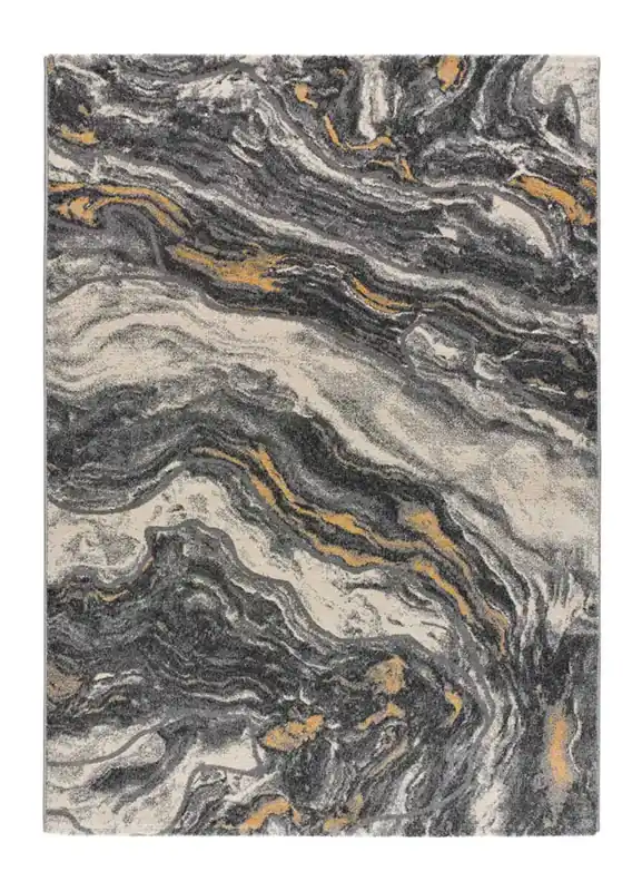 Alfombra efecto mármol gris MARMOL ONDA, 160x230 cm - ATTICGO