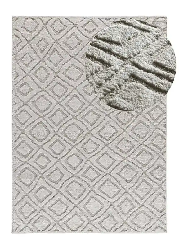 Alfombra escandinavo con relieve blanco JUNO, 190x285 cm - ATTICGO
