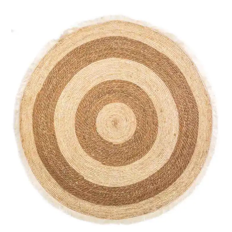Alfombra fibra natural tejido artesanal marrón d120x1 - Textil