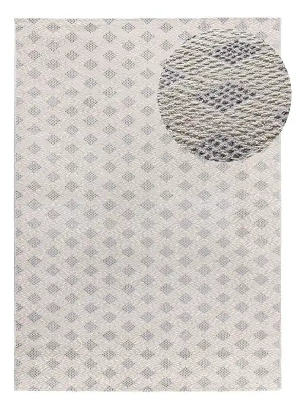 Alfombra geométrica con relieve plata BARESA, 80x150 cm - ATTICGO