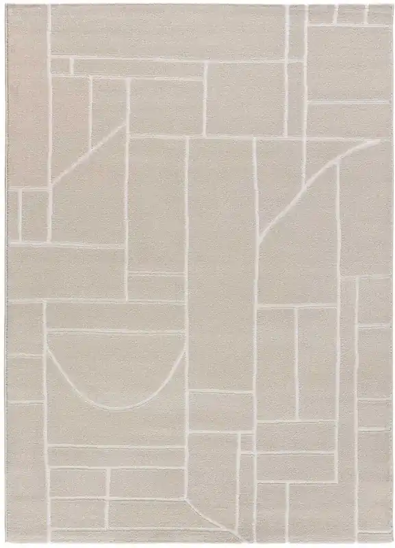 Alfombra geométrica con relieve en crema HL-ETHNIC, 160x230 cm - ATTICGO
