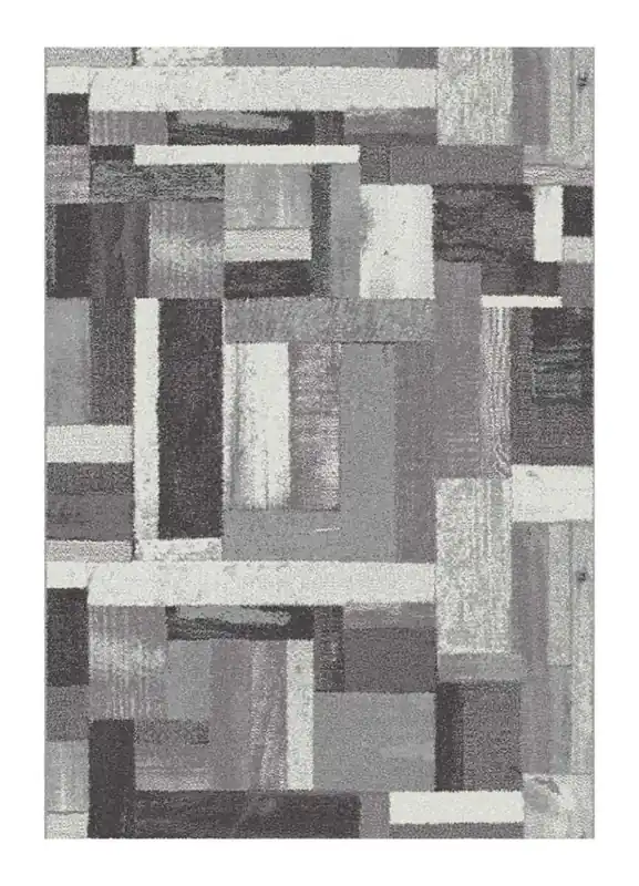 Alfombra geométrico gris AMBER, 190x280 cm - ATTICGO