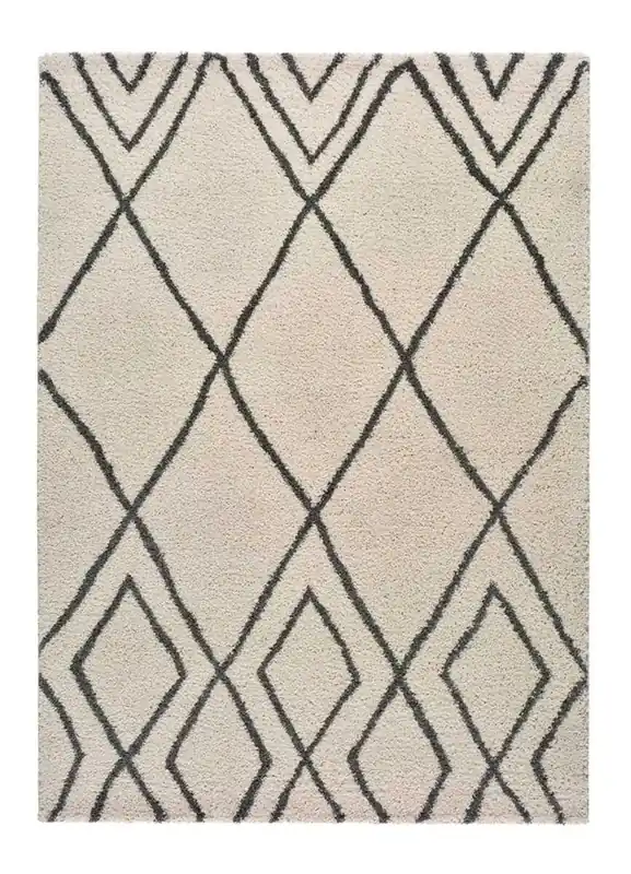 Alfombra shaggy étnico blanco ATLAS, 60x120 cm - ATTICGO