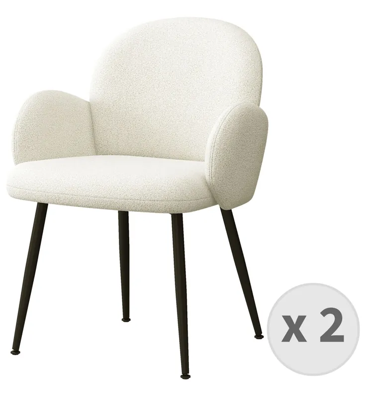 Silla en tejido Crudo y patas de metal negro (x2) - Muebles