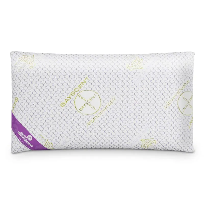Almohada Copos Viscoelástica Lavanda Nalui Blanco (70x38 cm), Firmeza Media - Textil