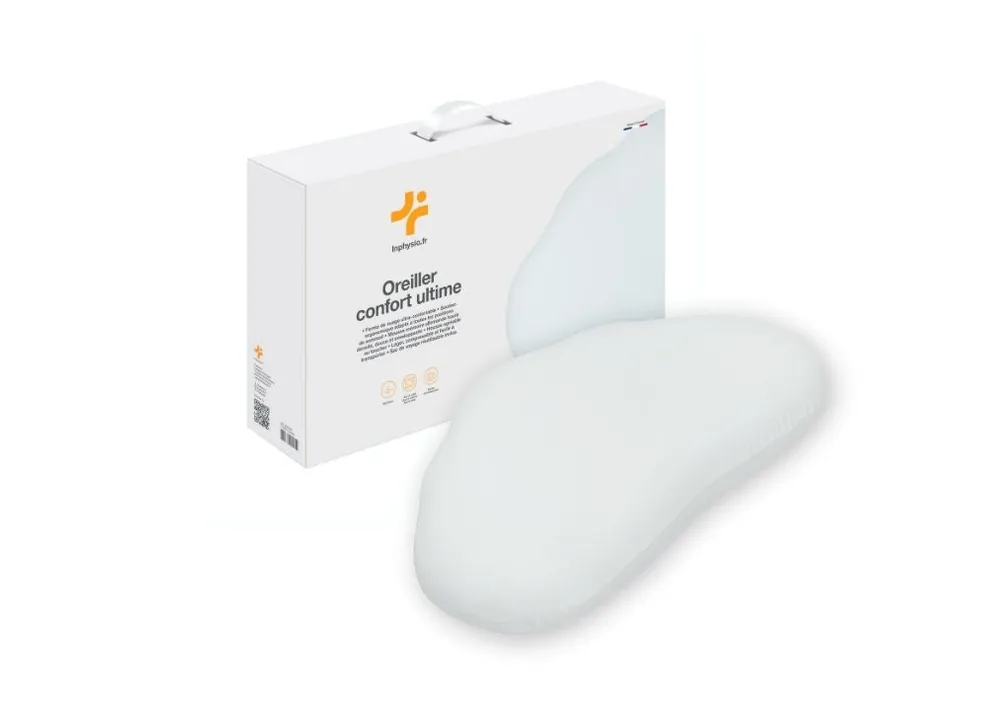 Almohada ergonómica de espuma viscoelástica CONFORT ULTIME ultra suave con soporte cervical y bolsa de viaje incluida - Textil