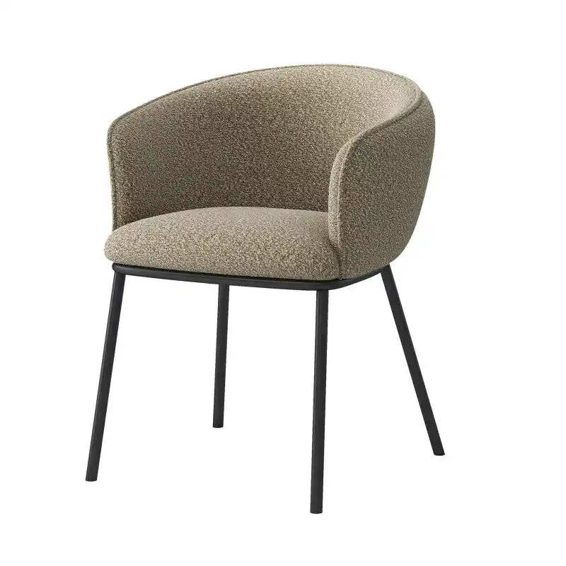 Silla de tela beige y metal negro - Muebles