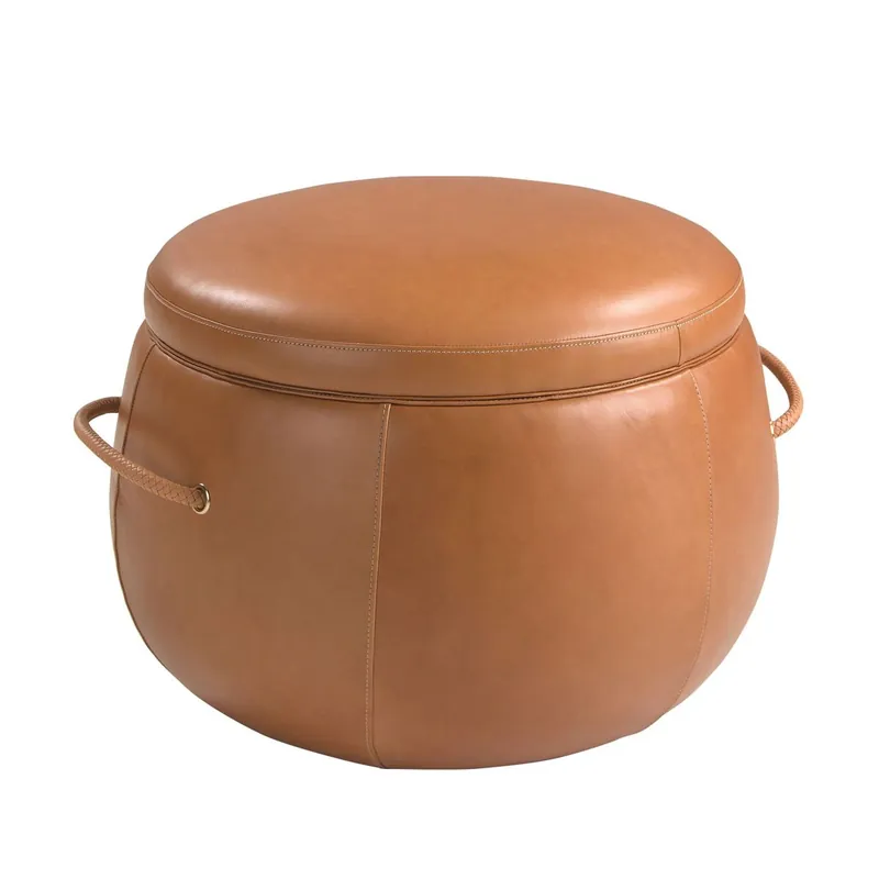 ANGEL CERDA Puff piel camel - Sofás sillones puffs