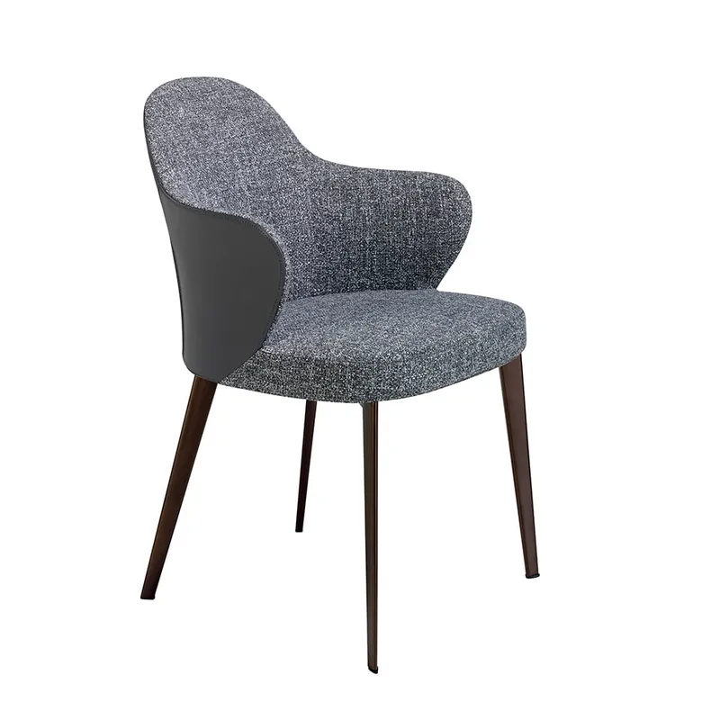 ANGEL CERDA Silla tela y polipiel gris oscuro - Muebles