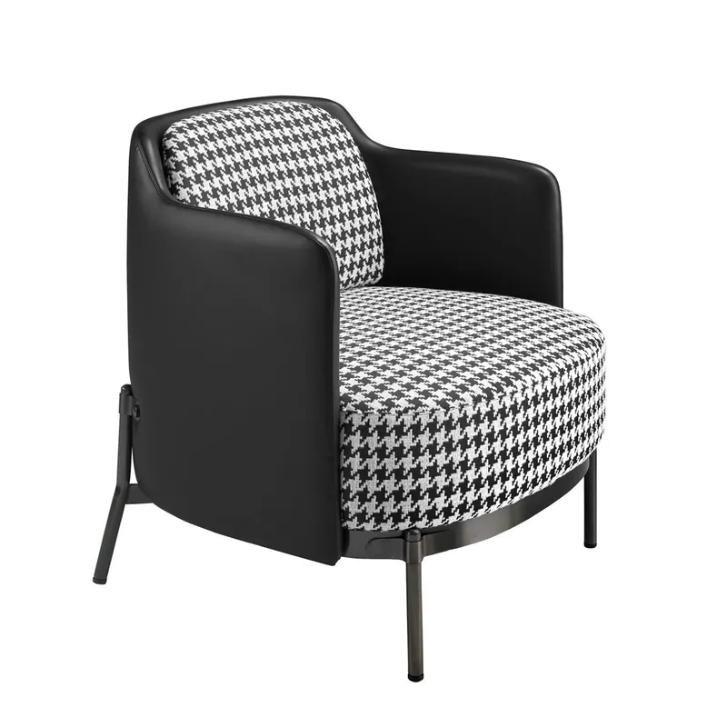 ANGEL CERDA Sillón tela blanca y negra y polipiel negro - Sofás sillones puffs