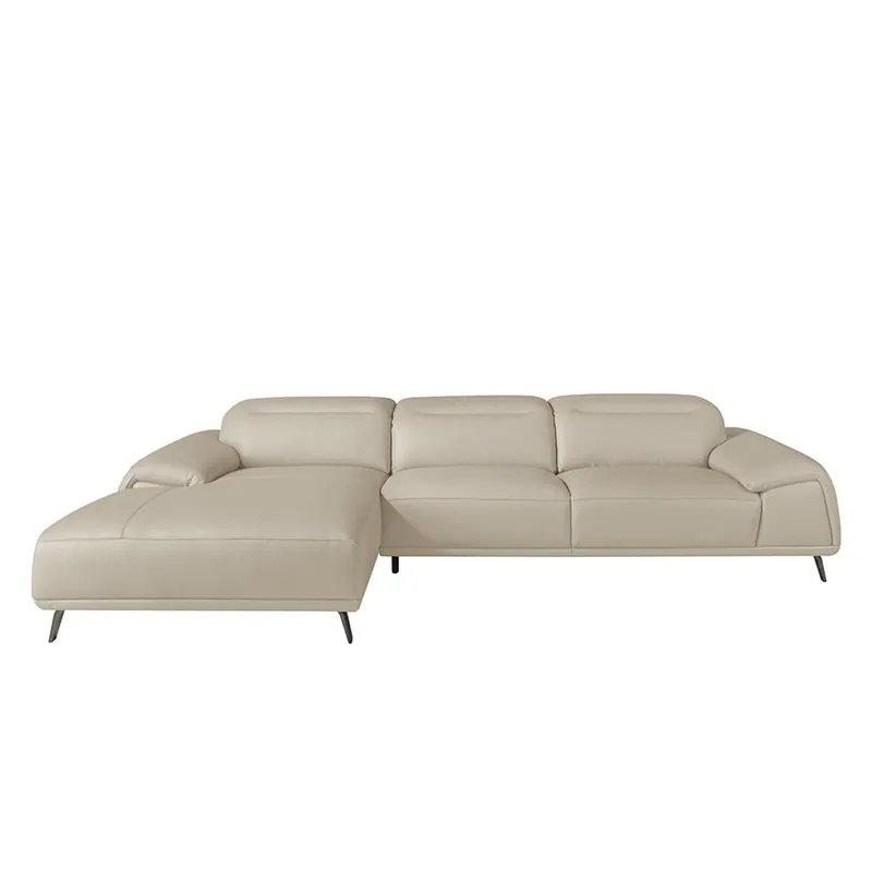 ANGEL CERDA Sofá chaise longue piel vacuno izquierda gris taupé - Sofás sillones puffs