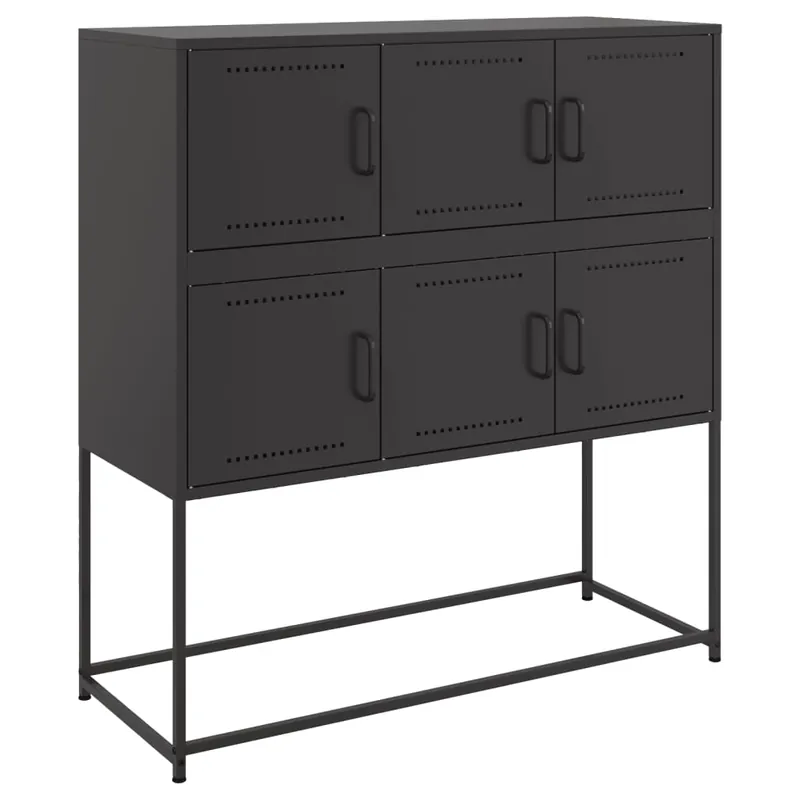 Aparador - Mueble de almacenamiento de acero laminado en frío negro 100,5x39x107 cm es2289