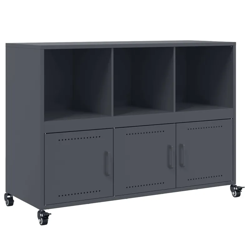 Aparador - Mueble de almacenamiento acero gris antracita 100,5x39x72 cm es93