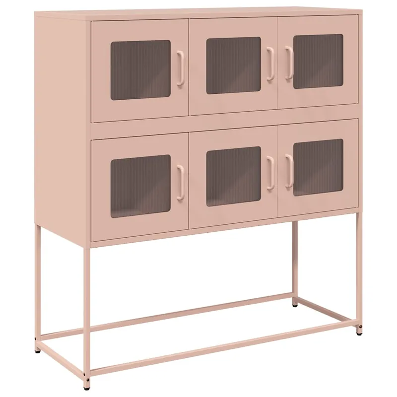 Aparador - Mueble de almacenamiento de acero laminado en frío negro 100,5x39x107 cm es2292