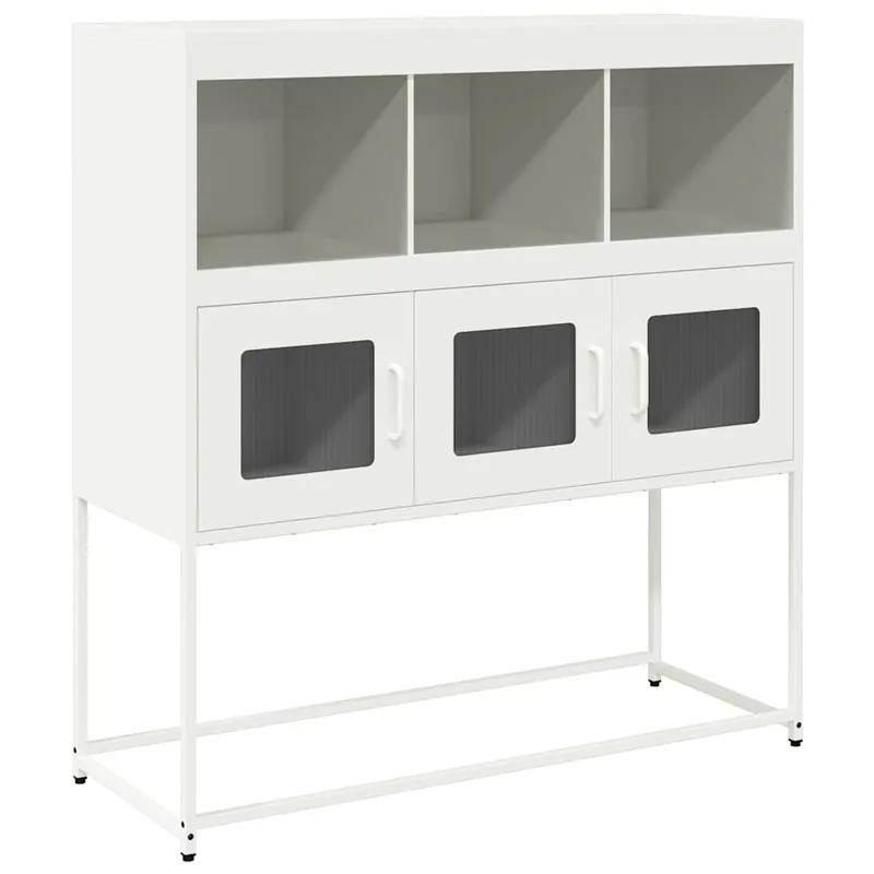 Aparador - Mueble de almacenamiento de acero laminado en frío negro 100,5x39x107 cm es2291