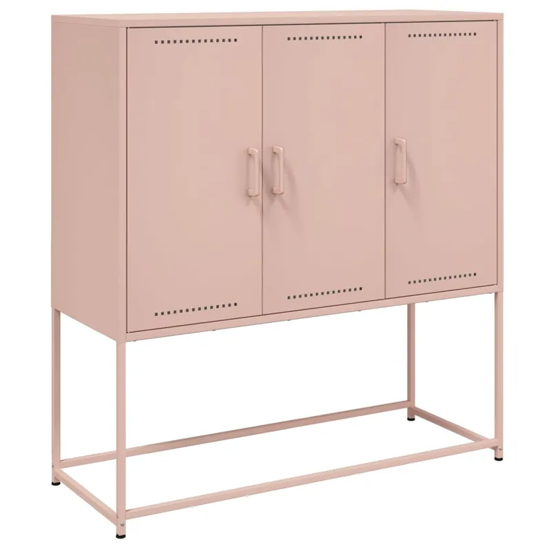 Aparador - Mueble de almacenamiento de acero rosa 100,5x39x107 cm es2358