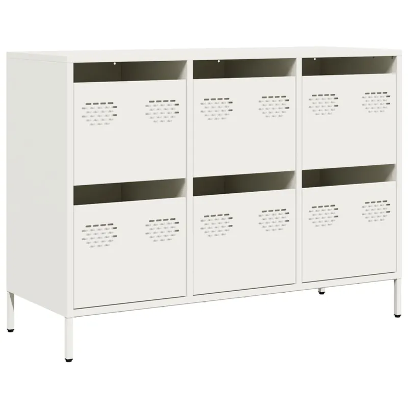 Aparador - Mueble de almacenamiento de acero laminado en frío blanco 101,5x39x73,5 cm es2274