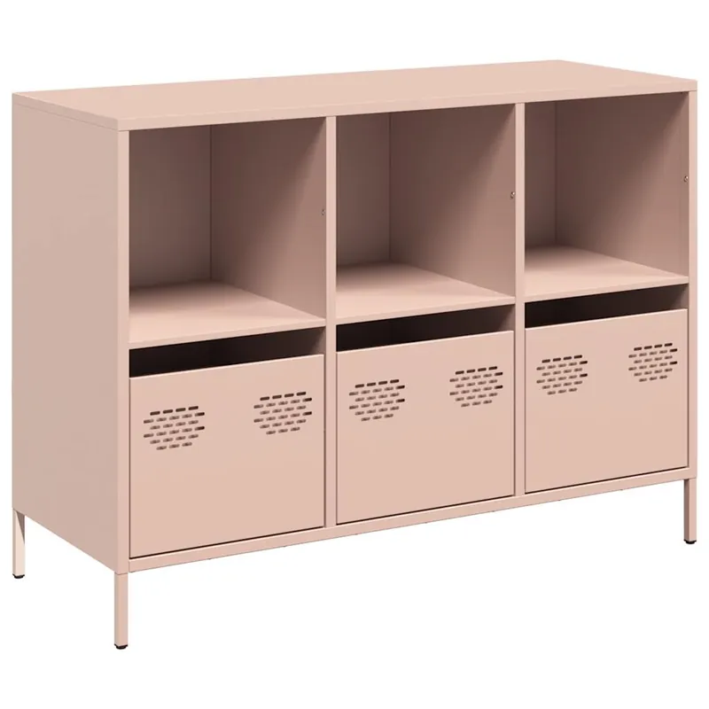 Aparador - Mueble de almacenamiento de acero laminado en frío rosa 101,5x39x73,5 cm es2307