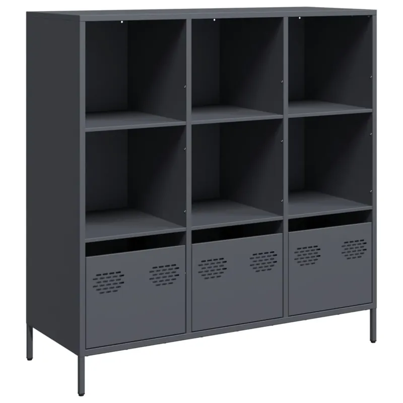 Aparador - Mueble de almacenamiento de acero negro 101,5x39x103,5 cm es2329