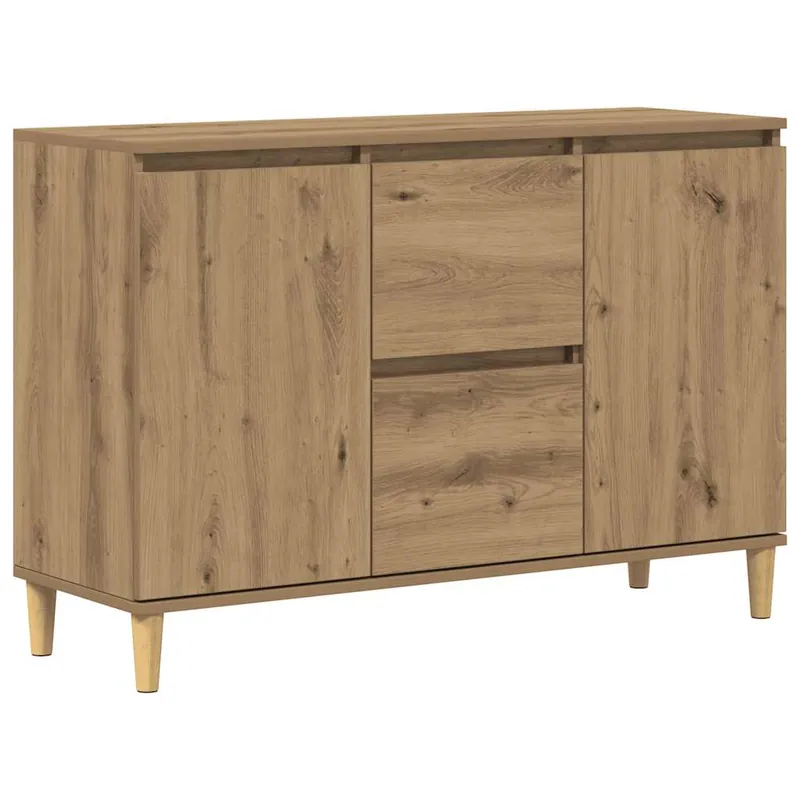 Aparador - Mueble de almacenamiento de madera de ingeniería envejecida 102x35x70 cm es3234